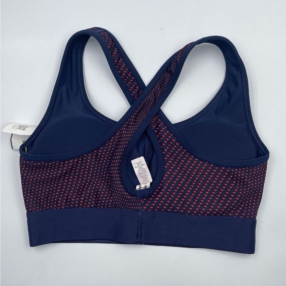 ❤️ 🆕 Under Armour Black Sport Bra red / navy pattern For Women size XS - Picture 2 of 4